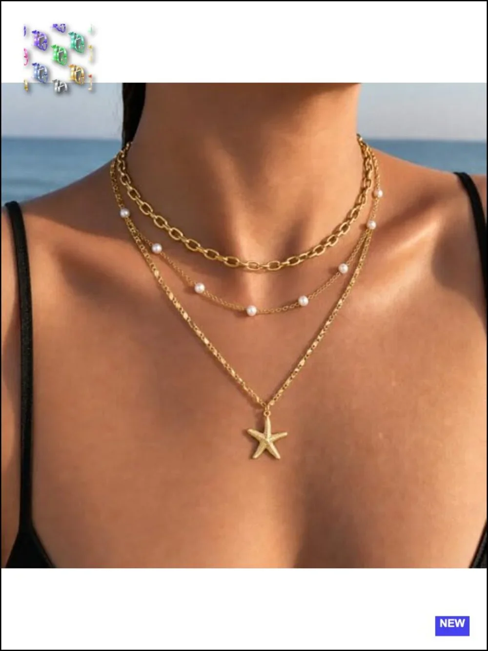 Non Tarnish Waterproof 14K Gold Plated Pearl Necklace Stack Dainty Choker